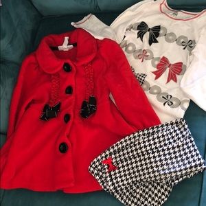 3pc Red Black and white matching set.